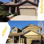 Lt Brown Body, Med Brown Trim, Beige Accent paint colors on exterior house