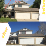 White Body, Med Grey Trim, Dk Plum Accent paint colors on exterior house